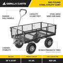 Gorilla Carts Steel Utility Cart, 4 Cu Ft Bed, 800 lb Load Capacity, Black – Heavy-Duty Outdoor Hauling Wagon with Removable Side Panels for Yard, Lawn, Garden or Landscaping by GreenHaven Gardens