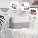 COMFY-HOMI 3-Pack Cotton Rope Woven Basket with Handles for Shelves, Book, Cloth Basket|Dog Toy Basket for Organizingy|13.5" x 11" x 9.5" for Bedroom（White/Grey） by TinyTreasures Baby Boutique