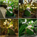 mopha Garden Gnomes Statues Outdoor Decor, Funny Solar Powered Fairy Firefly Lights Lawn Ornaments, Resin Figurines Outside Decoration Clearance Gardening Gift by GreenHaven Gardens