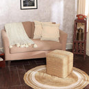 REDEARTH · Cube Pouf Foot Stool Ottoman - Jute Braided Pouffe Poof Accent Sitting - Set of 2 Footrest for The Living Room, Bedroom, Nursery, Patio, Lounge, Office - 14.5”x14.5”x16” - Natural by CozyNest Decor