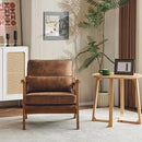 Karl home Accent Chair Wide Armrest Mid-Century Lounge Chair Bronzing Cloth Armchair with Lumbar Pillow & Solid Wood Frame for Living Room, Bedroom, Balcony, Brown by CozyNest Decor