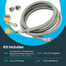Eastman Dishwasher Installation Kit, 8 Foot Hose with Adapters, 3/8 Inch MIP x 3/4 Inch FHT Elbows, Braided Stainless Steel Connectors, 41132 by CozyNest Decor
