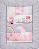 Bedtime Originals Rainbow Unicorn Pink/Purple 4-Piece Baby Crib Bedding Set by TinyTreasures Baby Boutique