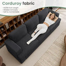 2 Pieces Corduroy Couch Set for Living Room, Black Cloud Sofa, Deep Seat Floor Couch for Bedroom, Futon Modern Sofa Sectional Bed, Black Corduroy by CozyNest Decor