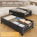 Under Bed Storage Containers with Wheels, 2 Pack Underbed Shoe Storage Organizer with Removable Lids, Large Rolling Under Bed Storage Dresser Drawers for Clothes Toys Shoes Blankets by CozyNest Decor