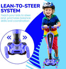 Hurtle 3-Wheeled Scooter for Kids - Wheel LED Lights, Adjustable Lean-to-Steer Handlebar, and Foldable Seat - Sit or Stand Ride with Brake for Boys and Girls Ages 1-14 Years Old by TinyTreasures Baby Boutique