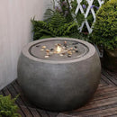 Garden Water Fountain Outdoor Large Round Bubbler Water Feature Indoor with Lights & Pump and Pebbles Concrete Effect for Patio Pool Pond Yard Home Decor Gray, 25 "L X 25" W X 17.5" H by GreenHaven Gardens