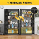 Kitchen Pantry Cabinet,71”Black Metal Pantry Storage Cabinet with Doors and 4 Adjustable Shelves,Kitchen Cabinet with 2 Gold Handles,Tall Cabinet for Livingroom,Pantry, Bathroom by CozyNest Decor
