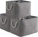 TheWarmHome Storage Basket for Organizing - 16x12x12 inch 3 Pack Fabric Storage Cubes, Cube Storage Bin for Shelves Closet Organizer Cloth Gift Toy (Grey) by TinyTreasures Baby Boutique