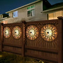 4 Pack Solar Fence Lights Metal Solar Powered Outdoor Wall Deck Lights Sun Moon Theme Waterproof Fence Light for Garden Post Patio Backyard Yard Decor (Face, 4 Pack) by CozyNest Decor