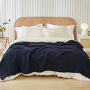 EMME Cotton Throw Blanket for Couch Soft Muslin Blankets 50"x60" Lightweight Breathable Blanket All Season Gauze, Navy by CozyNest Decor