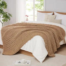 L'AGRATY Chunky Knit Blanket Throw: 60''x80'' Chenille Chunky Knitted Throw Blanket for Bed Couch - Handmade Thick Big Cable Knit Blanket - Large Crochet Rope Blanket for Home Decor(Tan) by CozyNest Decor
