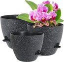 12/10/9 inch Large Self Watering Pots, Planter, Plant Pots with Mesh Drainage Holes for Indoor Outdoor Garden Plants, Plastic Flower Pots with Removable Deep Reservoir, Speckled Black by GreenHaven Gardens
