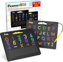 PicassoTiles 2in1 Magnetic Drawing Board Toy 12x10 In Large Magnet Bead Pad with Alphabet and Math Side in Black STEM Educational Writing Playboard Reusable Erasable Learning Tablet for Kids PTB02-BLK by TinyTreasures Baby Boutique
