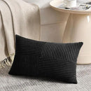 Fancy Homi 2 Packs Black Long Lumbar Decorative Throw Pillow Covers 16x24 Inch for Couch Bed Sofa, Rustic Farmhouse Boho Home Decor, Soft Striped Corduroy Rectangle Accent Cushion Case 40x60 cm by CozyNest Decor