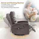 Manual Swivel Rocker Recliner Chair for Adults, Overstuffed Reclining Glider Chair for Nursing with Vibration Massage & Heat, Living Room Rocking Recliner 3-Stage backrest, Faux Leather Brown by CozyNest Decor