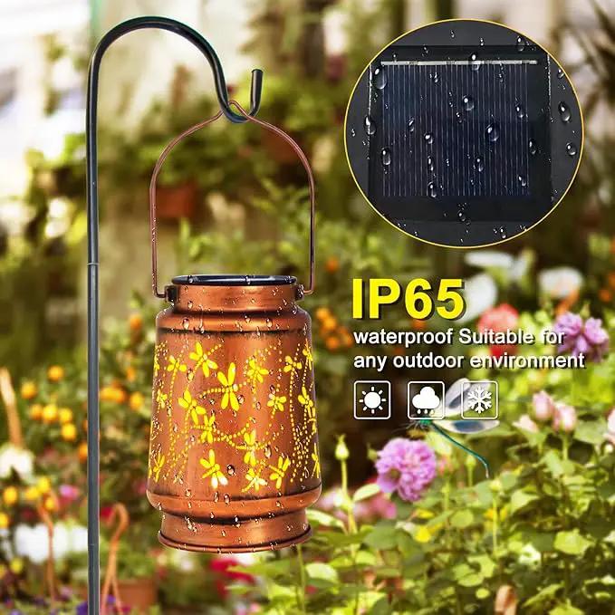 Mothers Day Gifts, 4 Packs Solar Lanterns Outdoor Hanging Lantern Lights, 4 Dragonfly Hollowed-Out Metal Decor Lantern, Waterproof LED Decorative Garden Light Gifts, photo 4 of 7
