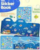 Benresive Reusable Sticker Book for Toddlers 2-4 Years, Fun Travel Stickers for Kids, Waterproof Sticker Books for Toddlers 1-3, Crafts Activities for Todddlers 1-3 2-4 3-5 - Ocean Animals by TinyTreasures Baby Boutique