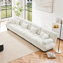 Modular Sectional Sofa Cloud Couch 4-Seater Deep Seat Sofa Couch, Oversized Couch Bed Sectional Couch with Round Bolster Armrests 6 Pillows, Modern Sofa Chair Comfy Couch(White) by CozyNest Decor