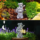 Goodeco 9.5 Inch Highland Cow with Solar Lantern – Resin Garden Decor, Outdoor Statue & Unique Highland Cow Gifts (Gray) by CozyNest Decor