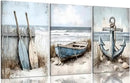 3Pcs Coastal Beach Canvas Wall Art Sailboat Paddle And Anchor Paintings Pictures Wall Decor Nautical Posters Prints Artwork Suitable for Living Room Bedroom Home Office Corridor Home Decroation by CozyNest Decor