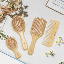 Bamboo Hair Brush Set, Natural Wooden Bamboo Comb Paddle Detangling Hairbrush for Hair Growth - Wide-tooth and Tail Comb Suitable for Thick/Thin/Curly/Dry Hair by TinyTreasures Baby Boutique