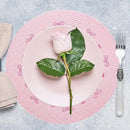 Whaline 4Pcs Round Placemats Pink Bow Embroidered Place Mats Coquette Bow Dinner Table Mats for Home Wedding Baby Shower Birthday Party Decor by CozyNest Decor