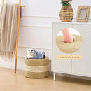 Handwoven Seagrass Ottoman Pouf, Round Outdoor Footstool with Sturdy Frame, No Assembly Needed, Boho Accent Stool for Indoor & Outdoor Use – Patio, Balcony, Living Room (Seagrass White) by CozyNest Decor
