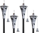 Set of 4, Oahu Premium Metal Outdoor Torches for Patio, Lawn and Garden - Tiki Style Metal Torch/w Snuffer, Fiberglass Wick & Large 16oz Oil Lamp - 53" Tall (Whitewash) by GreenHaven Gardens