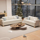 Sofa, 2 Piece Set Comfy Couch, 3 Seater & Loveseat Sofa with Deep Seats, Modern Sleeper Couch for Living Room, Beige Chenille by CozyNest Decor