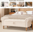 Furniliving 51” Storage Benches, End of Bed Bench with Button-Tufted Large Upholstered Storage Ottoman Linen Window Bench with Storage Shoe Cabinet Bench, for Bedroom, Entryway, Closet, Beige by CozyNest Decor