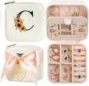 AYGXU Travel Jewelry Box for Women and Girls - Small Case With Initial A-Z - Teacher Gifts by TinyTreasures Baby Boutique