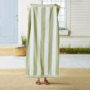 Great Bay Home 100% Cotton Velour 4 Pack Beach Towels 30" x 60" - Green/White Cabana Stripe Pool Towels - Quick Dry, Large Swim Towels by TinyTreasures Baby Boutique