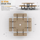 Metal Picnic Tables for Outdoors with Umbrella Hole - Coated Steel Heavy Duty Commercial Grade Table with Adjustable Seats (Brown, 46 in, Square, Expanded Steel) by GreenHaven Gardens