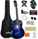 ADM Beginner Acoustic Classical Guitar 38 Inch Nylon Strings Wooden Guitar Bundle Kit for Kid Boy Girl Student Youth Guitarra Online Lessons with Gig Bag, Strap, Tuner, Strings, Blue by TinyTreasures Baby Boutique