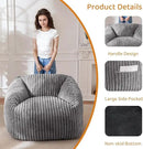 BYBYME Giant Bean Bag Chair for Adults and Kids, Large Comfy Cozy Beanbag, Floor Sofa for Teens, Living Room, Gaming, Reading, Grey by CozyNest Decor