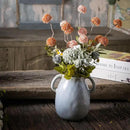 Gray Ceramic Vase with 2 Handles, Modern Farmhouse Decor, Rustic Terracotta Pottery, Decorative Flower Vases, Clay Small Vase, Centerpiece for Dining Table - 7 Inch Tall by GreenHaven Gardens