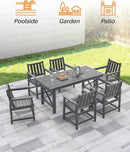 HDPE Patio Dining Set, 5-Piece Outdoor Table and Chairs with Umbrella Hole, Modern Outdoor Dining Set for 4, HDPE Outdoor Patio Furniture Dining Sets for Deck, Poolside, Porch, Smoke Gray by CozyNest Decor