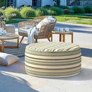LVTXIII Outdoor Inflatable Ottoman, Fade-Resistant Round Footrest Stool D31”x H14”, Portable Patio Pouf for Garden Camping or Home Use, Stripe Onyx by CozyNest Decor