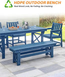 HDPE Outdoor Bench, 55" Patio Bench Outdoor Furniture, Poly Lumber Adirondack Benches, All Weather HDPE Garden Backless Benches for Park, Poolside, Deck, Porch, Navy by CozyNest Decor