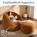 Giant Bean Bag Chaise Lounge Indoor Chair for Adults - Comfy Plush Round Shell Soft Accent Chair, Oversized Cozy Floor Sofa for Living Room, Bedroom & Game Rooms, Orange by CozyNest Decor
