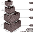 Woven Storage Baskets, Storage Bins, Cube Basket Container Baskets Storage Boxes Organizers for Clothes /Shelves/ Closet, Set of 6 (Brown) by TinyTreasures Baby Boutique