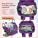 Dikaslon Diaper Bag Backpack with Portable Changing Pad, Pacifier Case and Stroller Straps, Large Unisex Baby Bags for Boys Girls, Multipurpose Travel Back Pack Moms Dads, Purple by TinyTreasures Baby Boutique