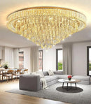 Modern Crystal Chandeliers LED Dimmable Flush Mount Ceiling Chandeliers for Living Room High Ceiling Entrance Foyer Lobby Bedroom Gold by CozyNest Decor