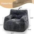 Giant Bean Bag Chair, Faux Fur Large Bean Bag Chair for Adults, Fluffy and Comfy Giant Bean Bag Chair with Filler, Big Bean Bag Sofa Chair for Reading, Gaming, Grey by CozyNest Decor