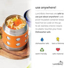 LunchBots Thermal 8 oz Triple Insulated Thermos - Hot 6 Hours or Cold 12 Hours - Leak Proof Thermos Soup Jar - All Stainless Interior - Navy Lid - Orange Dots by TinyTreasures Baby Boutique