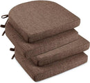 downluxe Indoor Chair Cushions for Dining Chairs, Soft and Comfortable Textured Foam Kitchen Chair Pads with Ties and Non-Slip Backing, 16" x 16" x 2", Brown, 4 Pack by CozyNest Decor