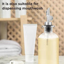 Olive Oil Dispenser Bottle - Includes 55 Kitchen Essential Labels - Cooking Oil Bottles for Kitchen, Coffee Syrup Dispenser - Pourer Spout with 11.8 fl oz Glass Container Cruet - 4pcs Silver by CozyNest Decor