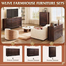 WLIVE Farmhouse 6 Drawer Dresser for Bedroom, 53.07'' Wide Wood Dresser, Storage Organizer with Double Rustic Handle, TV Stand for 60 inch TV, Chest of Drawers for Living Room, Hallway, Brown by CozyNest Decor