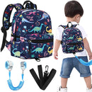 Accmor Toddler Backpack Leash with Anti Lost Wrist Link, Cute Mini Child Walking Harnesses Keep Kids Close Back Pack Rope Tether Rein for Baby Boys (Navy Blue/Dinosaur) by TinyTreasures Baby Boutique